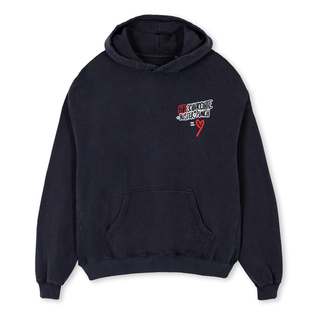BUSTERPUNCHBLKHOODIE Vintage Black Oversized Hoodie.