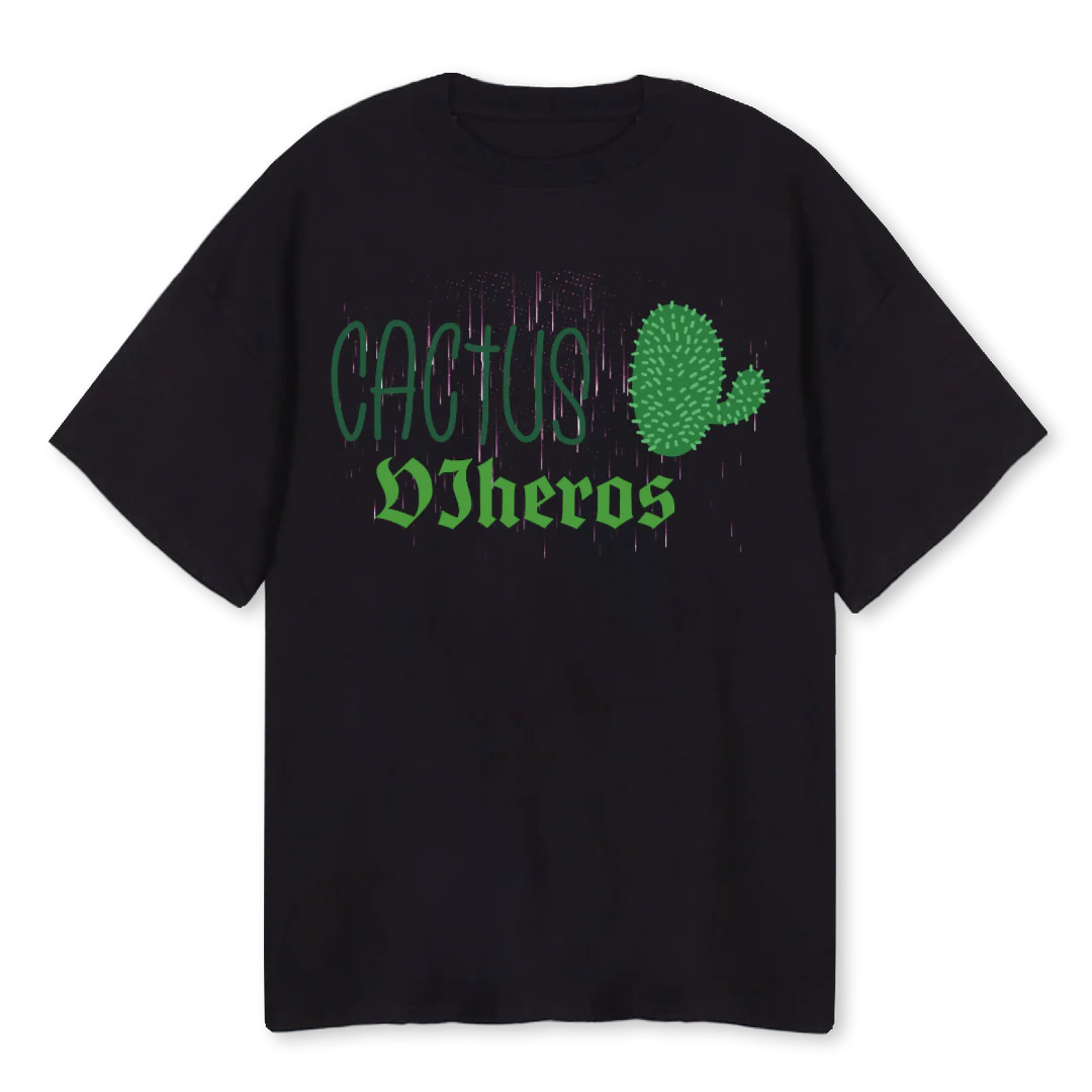 CACTUS Black Oversized Tee.