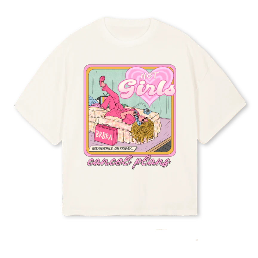 CANCELPLANS Vintage White Oversized Boxy Tee.