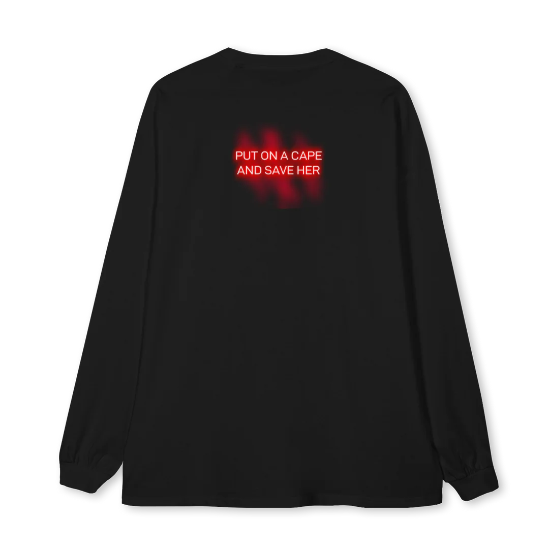 CAPE Black Oversized LS Tee. - Image 2