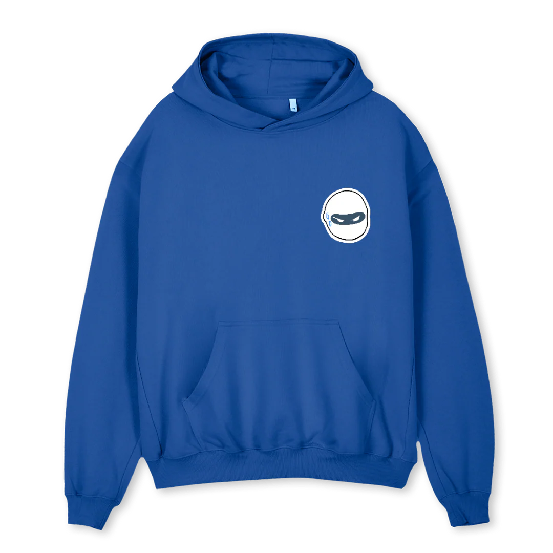 CARTOON BLUEPRINT Cobalt Blue Oversized Hoodie.