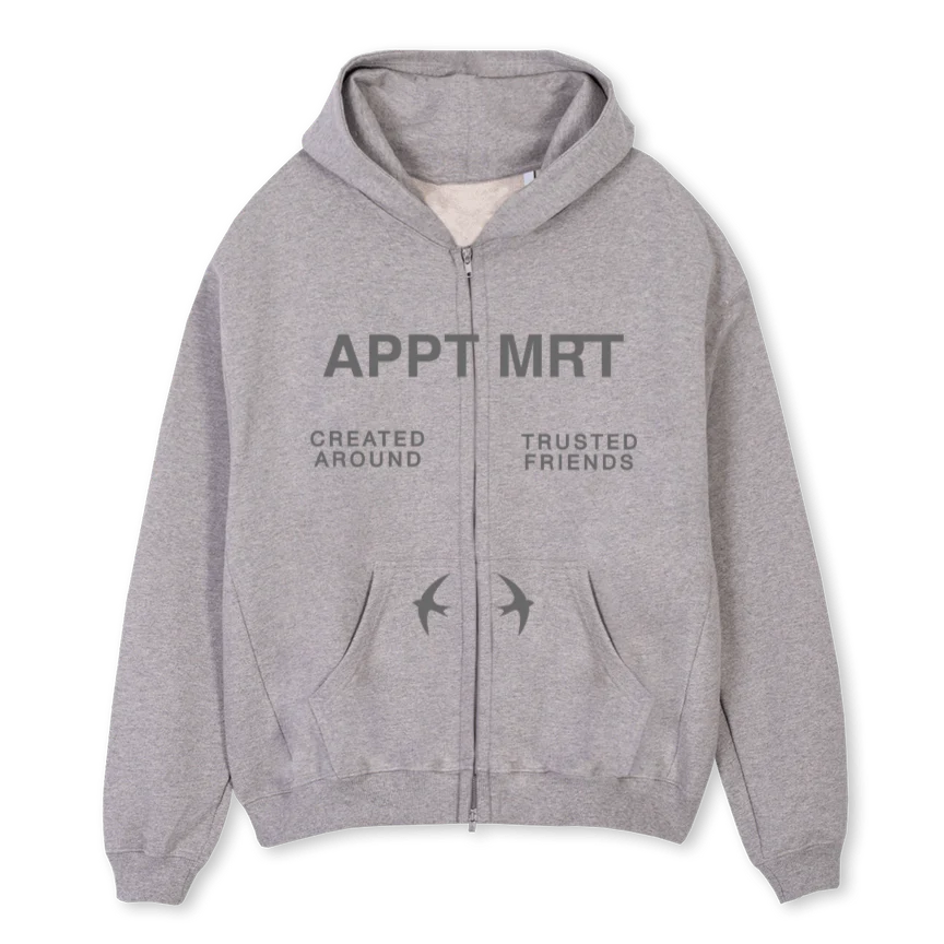 CATF ZIIP Grey Marl Oversized Zipped Hoodie.