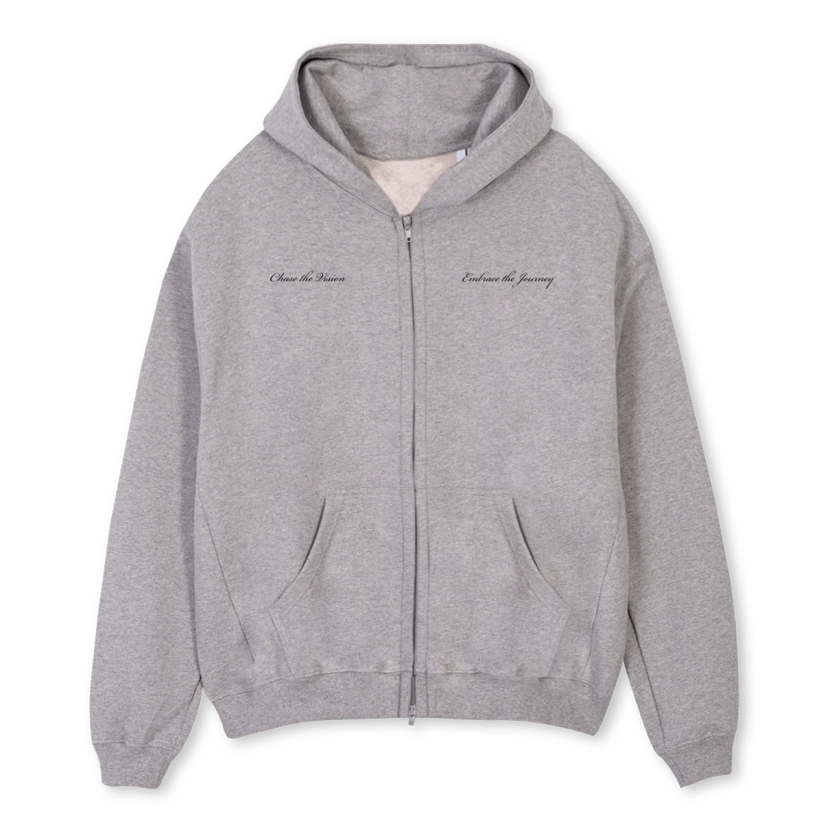 CHASETHEVISIONZIPT Grey Marl Oversized Zipped Hoodie.