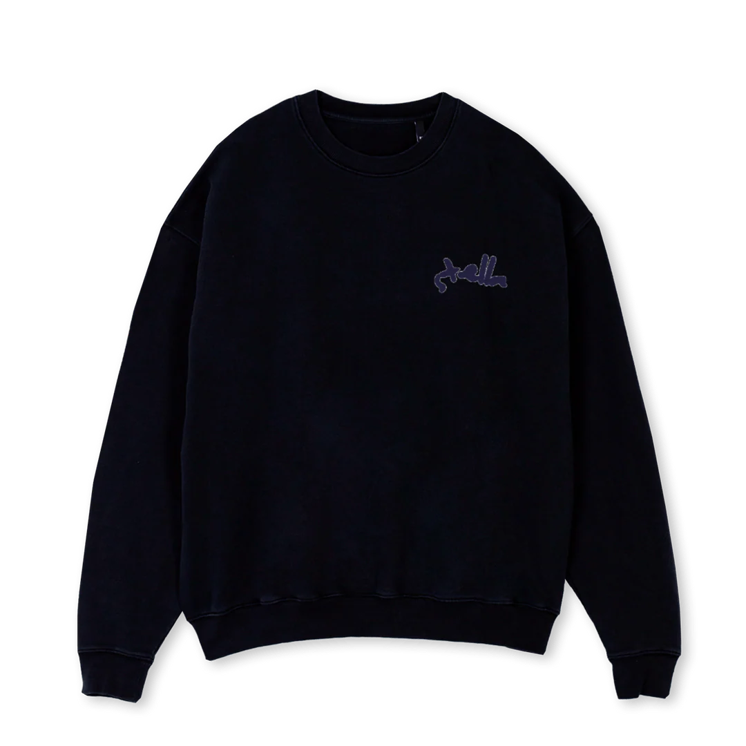 CLASSICSTELLA Black Oversized Crewneck Sweater.