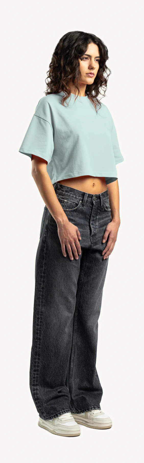 Cold Blue Cropped Oversized Tee. - Image 3