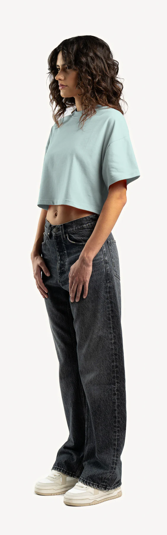Cold Blue Cropped Oversized Tee. - Image 9