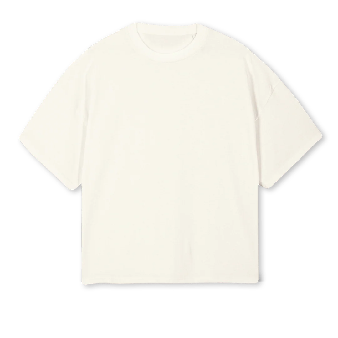 COMPASS Cream Oversized Boxy Tee.
