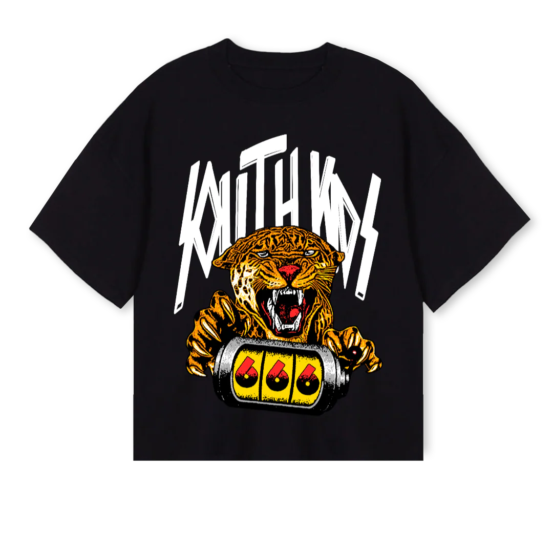 TIGER TEE Vintage Black Oversized Boxy Tee.