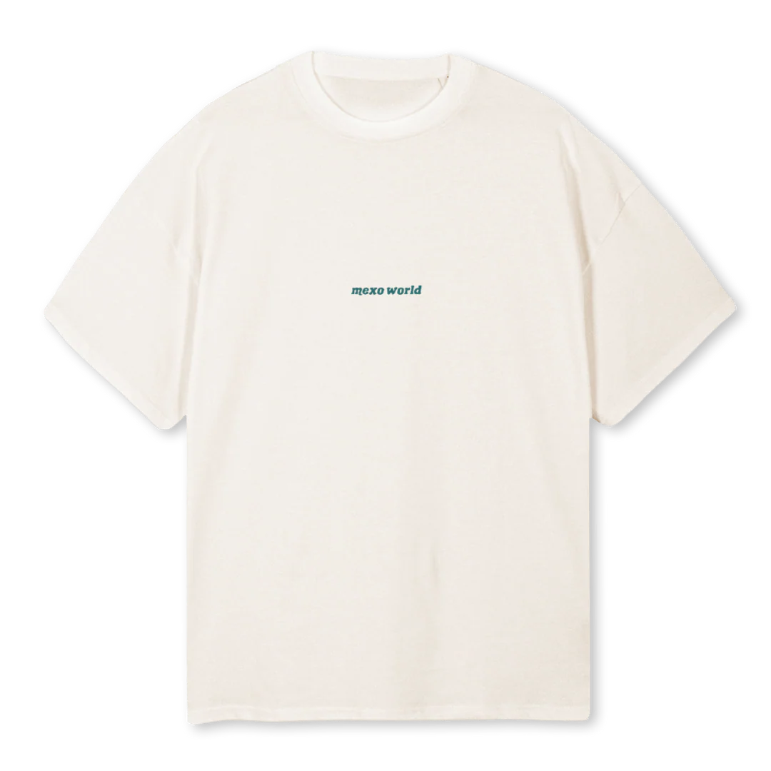 FAT PRINT BLUE Vintage White Oversized Tee.