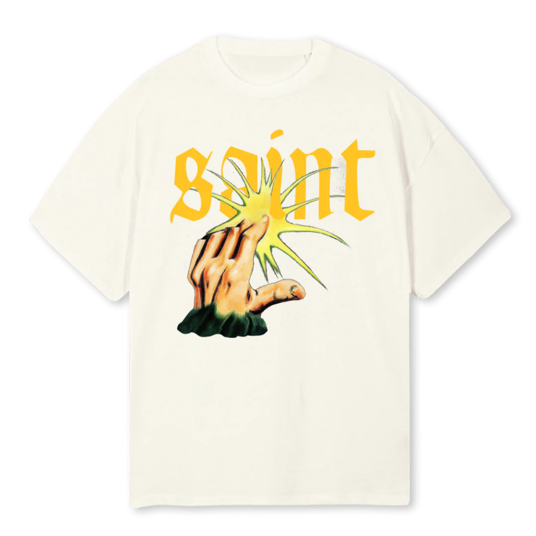SAINT HAND Cream Oversized Tee.
