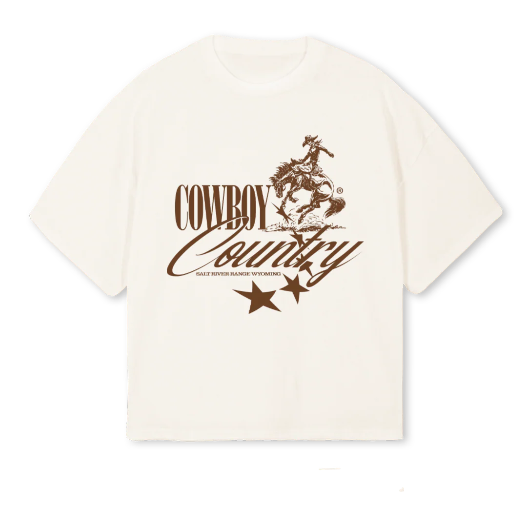 COWBOYCOUNTRY Vintage White Oversized Boxy Tee.