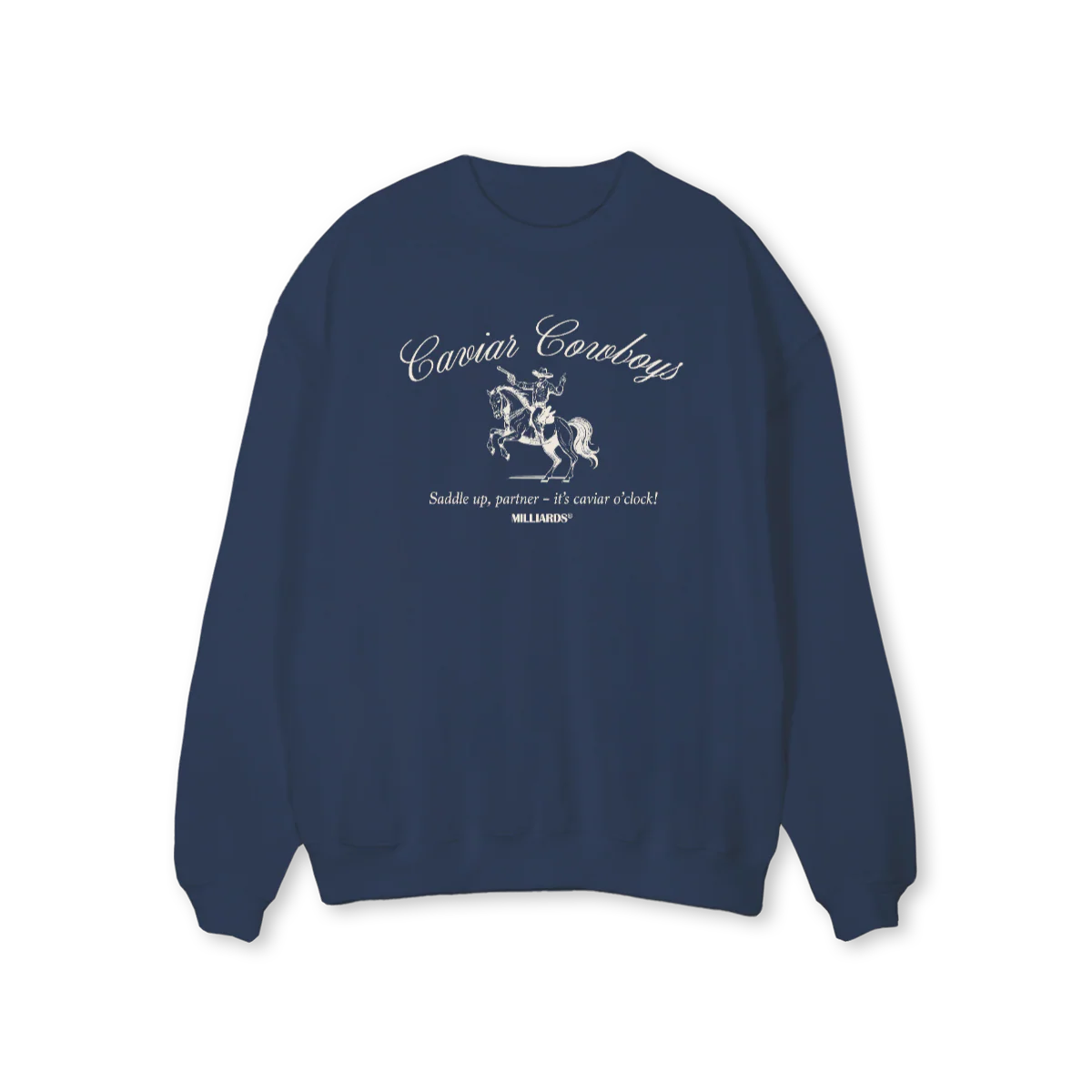 COWBOYSCREWNECK Navy Blue Regular Crewneck Sweater.