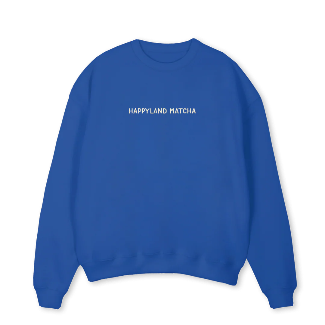 COZYBLUE HAPPYLAND Cobalt Blue Oversized Crewneck Sweater.