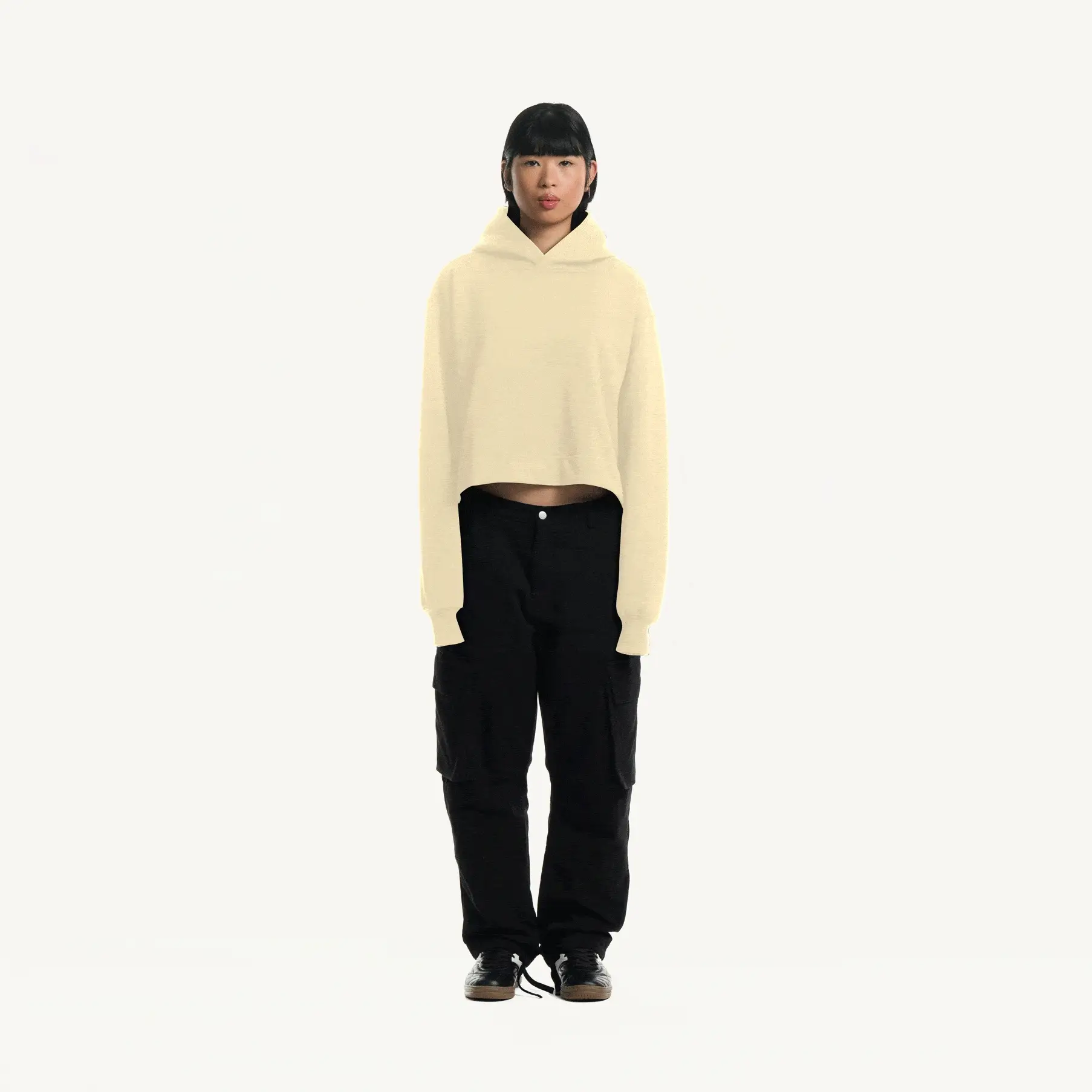 Cream Cropped Hoodie. - Image 3