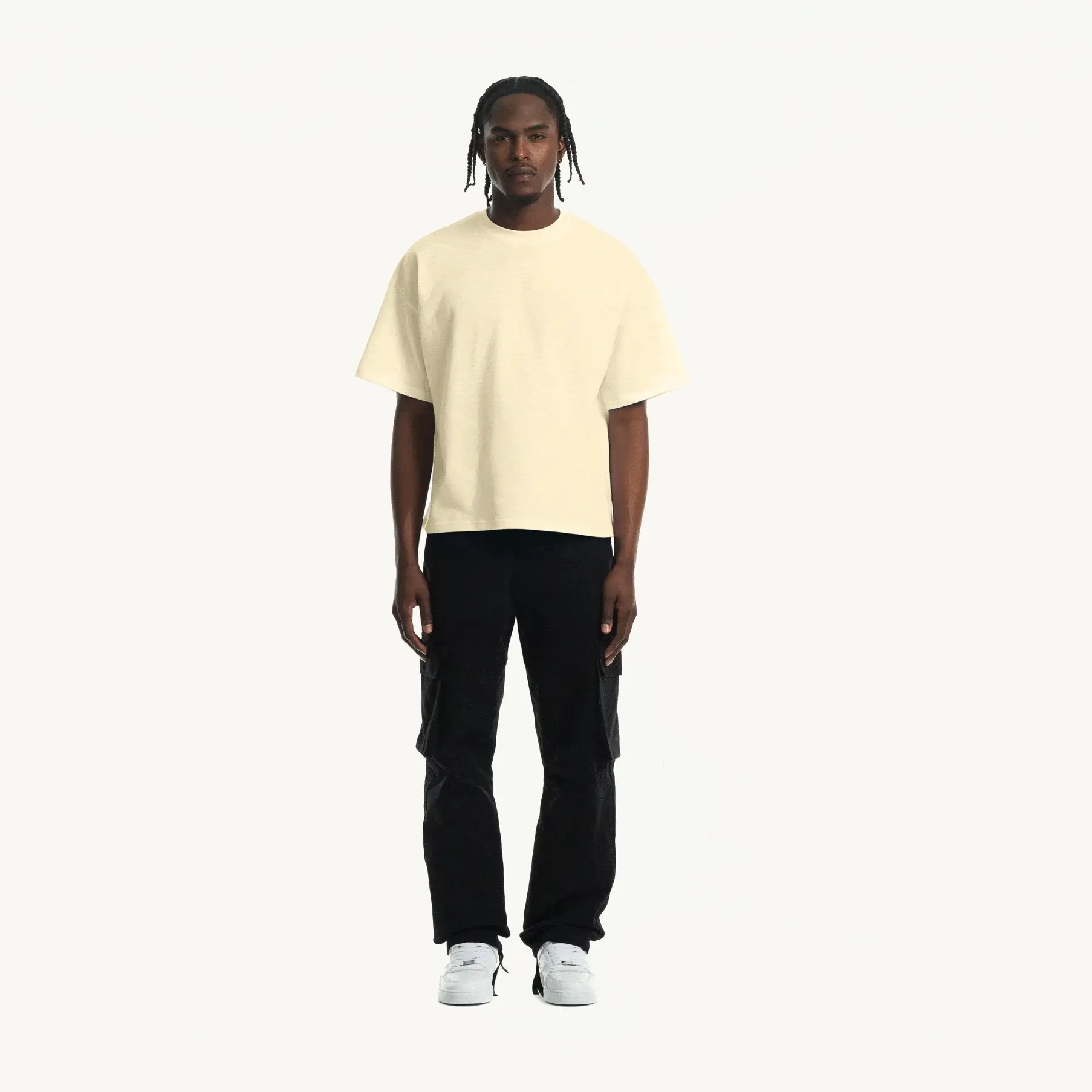 Cream Oversized Boxy Tee. - Image 3