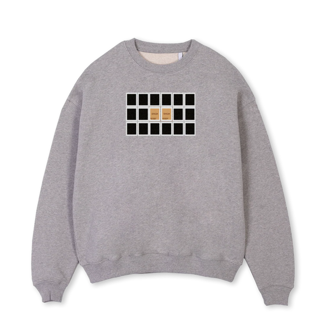 CREWNECKSTAMP Grey Marl Oversized Crewneck Sweater.