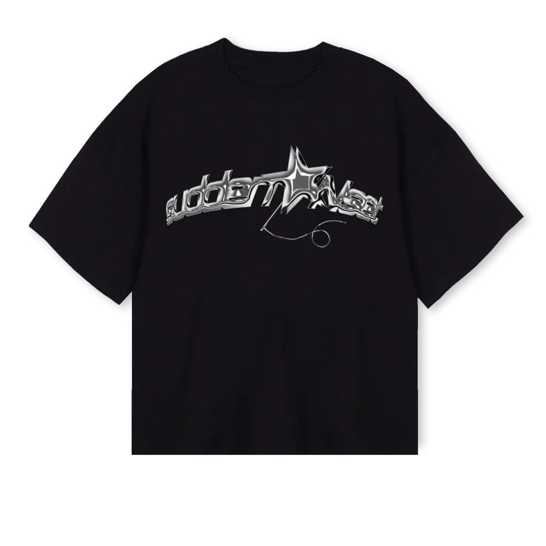 CROMUNO Black Oversized Boxy Tee.