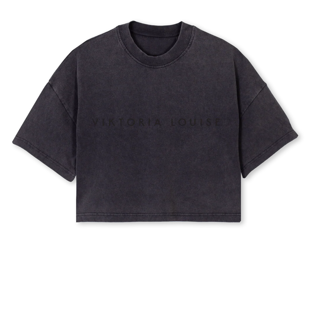 CROPBLACKONBLACK Vintage Black Cropped Oversized Tee.