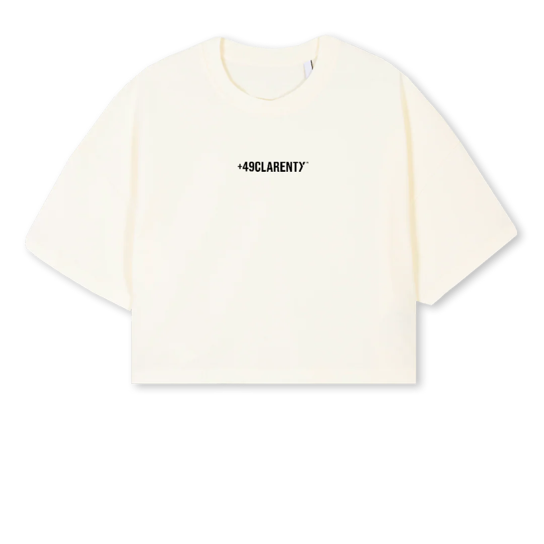 CROPTOPVINTAGEBUTTER Cream Cropped Oversized Tee.