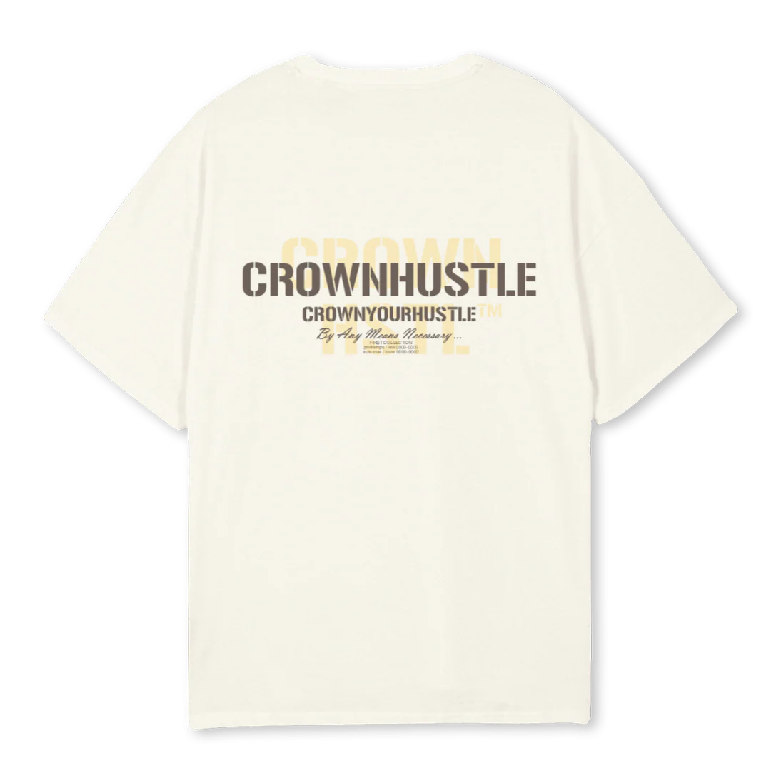 CROWN ESSENTIAL Cream Oversized Tee. - Image 2