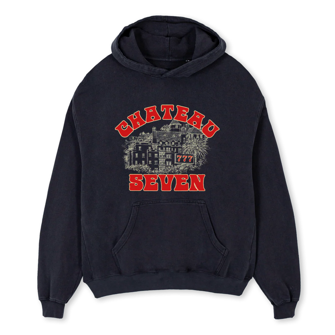 CSEVENVINBLK Vintage Black Oversized Hoodie.
