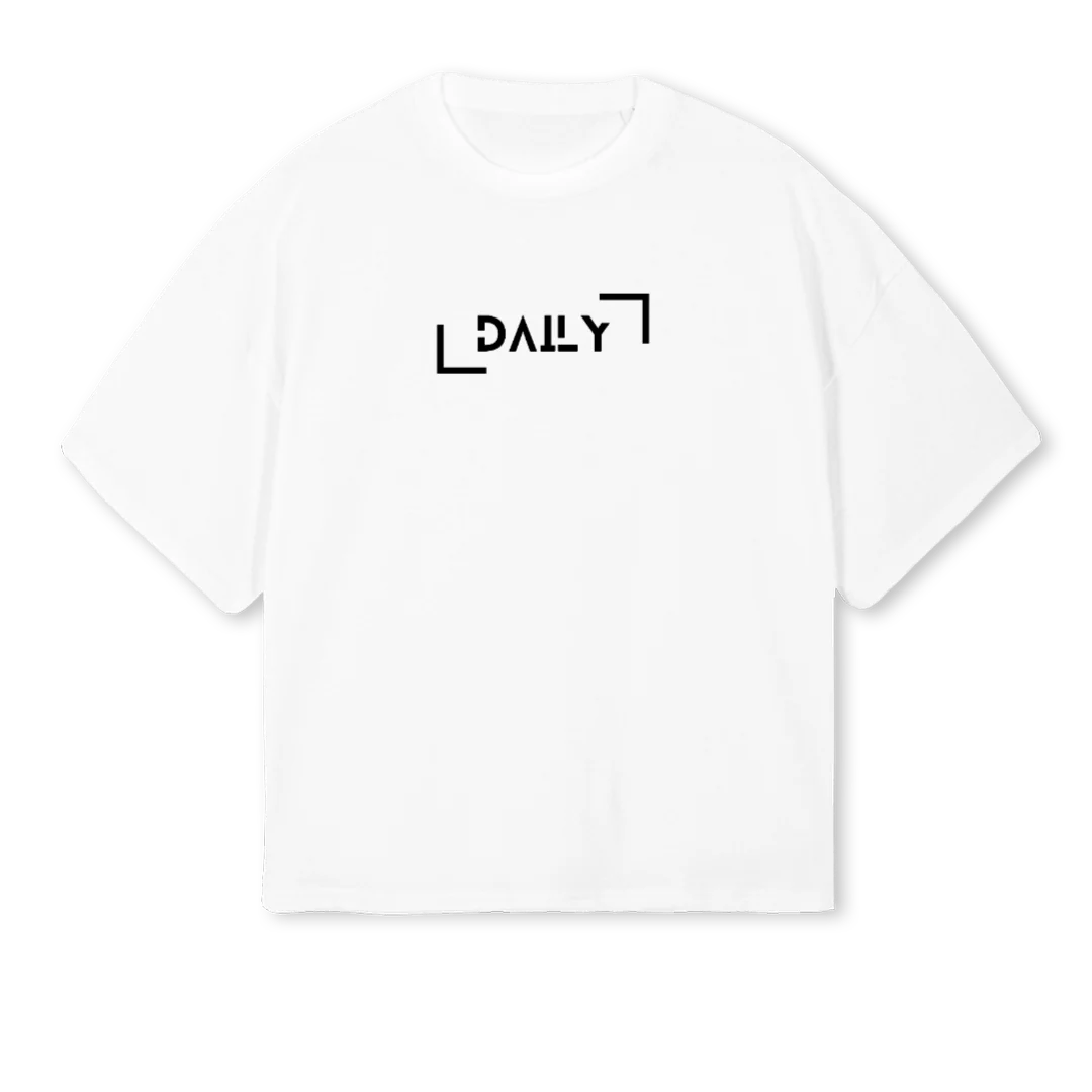 DAILYLINES White Oversized Boxy Tee.