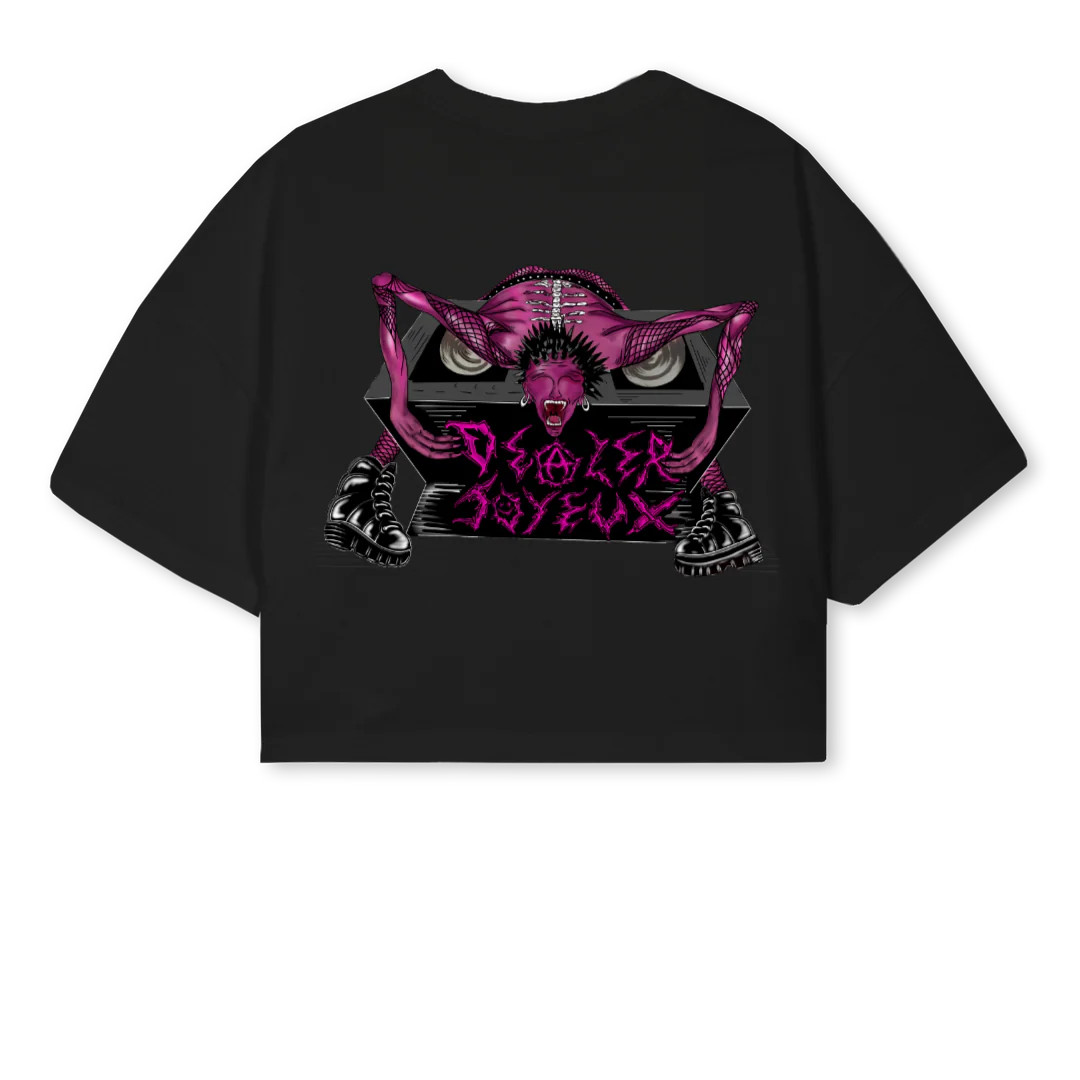 DEALER JOYEUX COUPER Black Cropped Oversized Tee. - Image 2