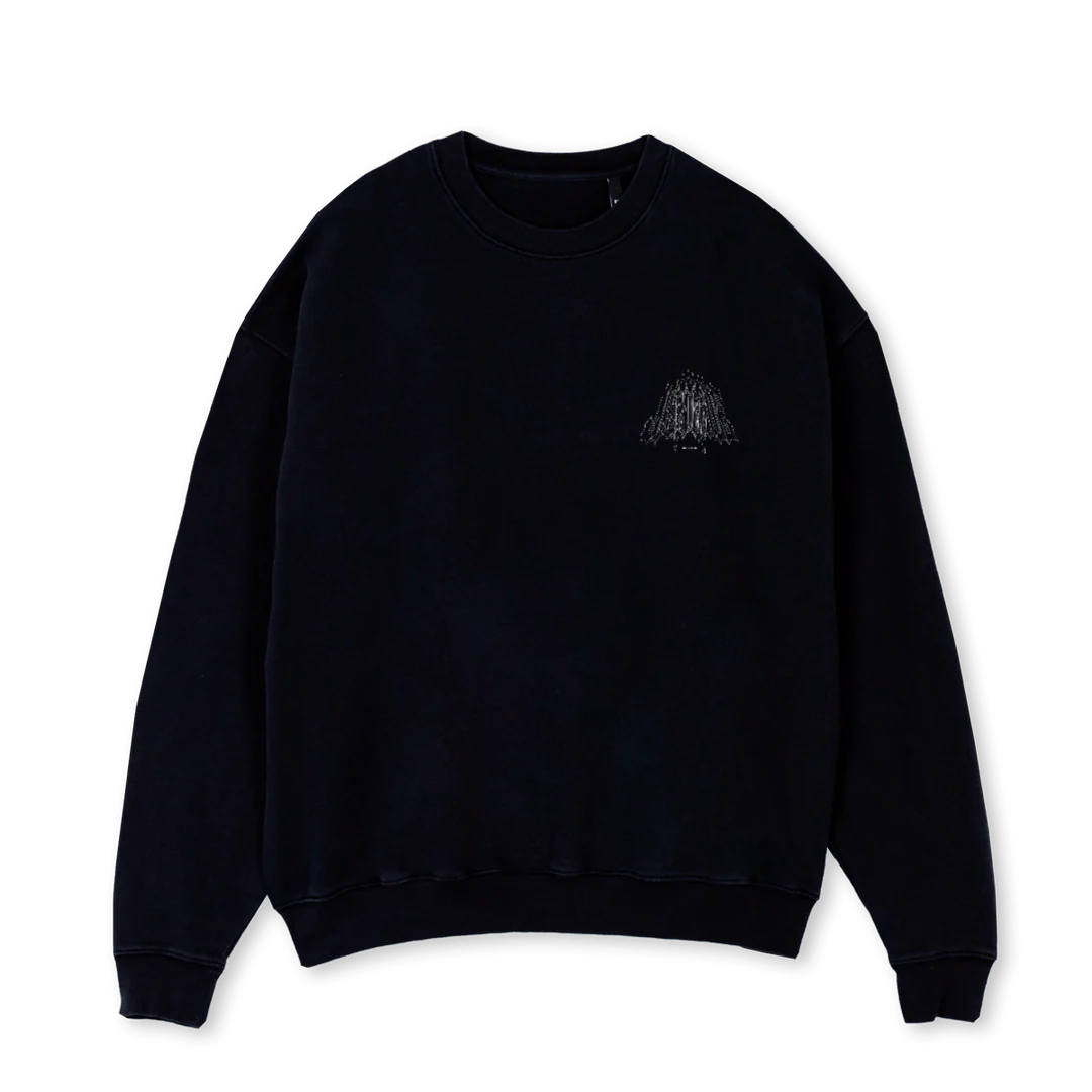 DEATH METAL CRW Black Oversized Crewneck Sweater.