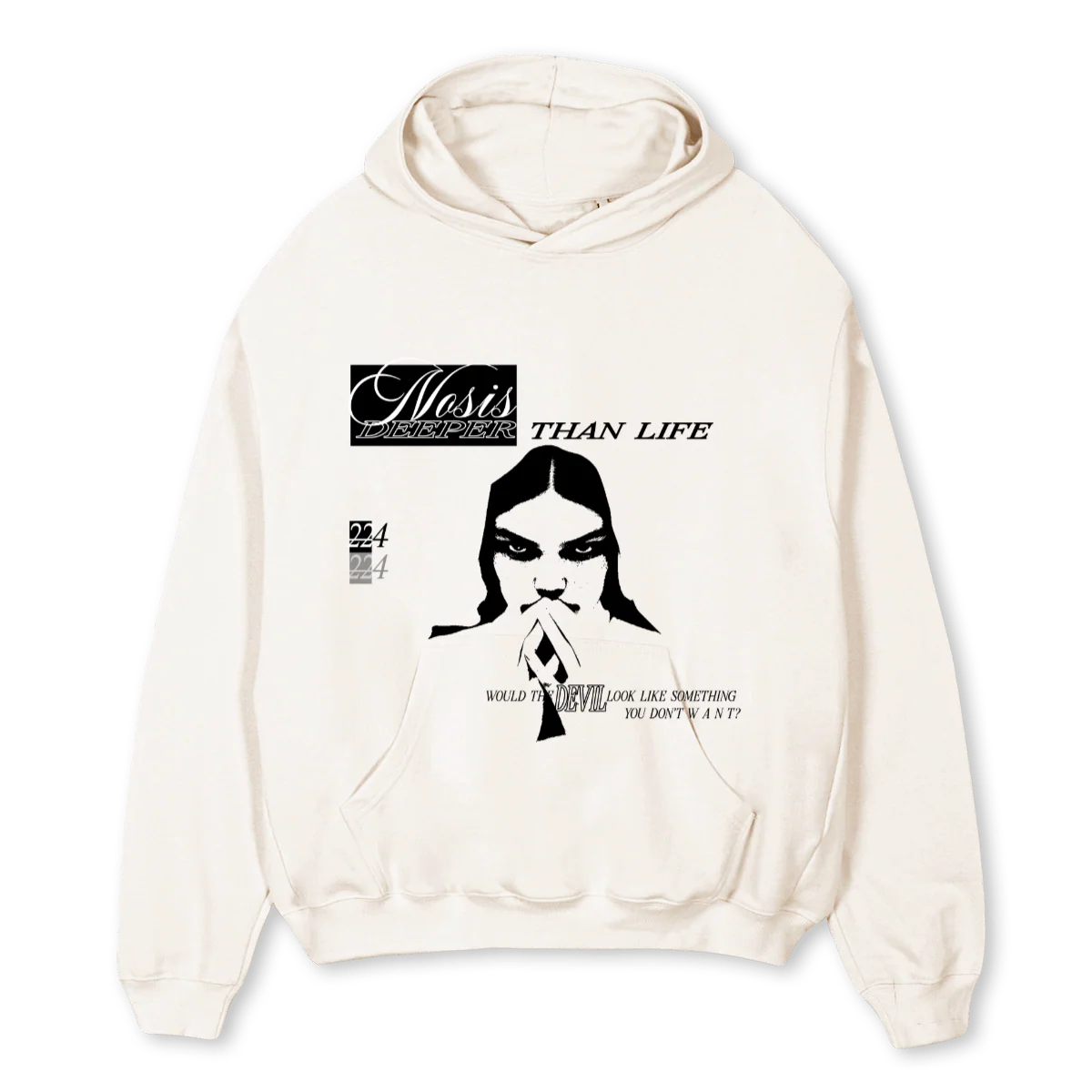 DEEPERHOODIE Vintage White Oversized Hoodie.