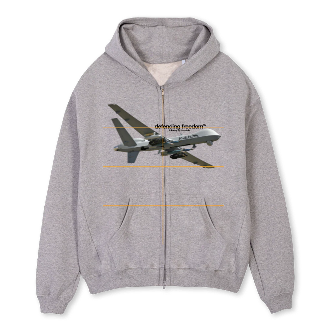 DEFENDER Grey Marl Oversized Zipped Hoodie.