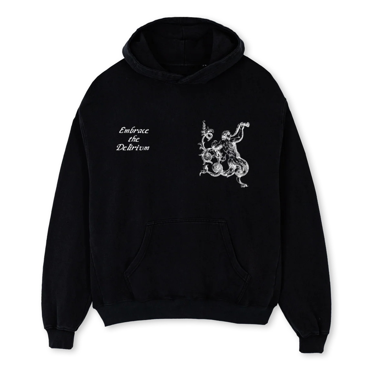DELIRIUMHOODIE Black Oversized Hoodie.