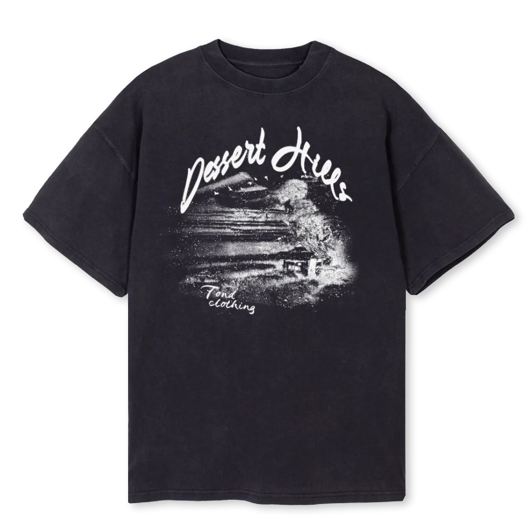 DESERT HILLS SHIRT Vintage Black Oversized Tee.