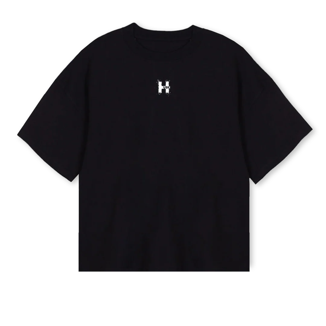 DESTRUCTURERHUSH Black Oversized Boxy Tee.