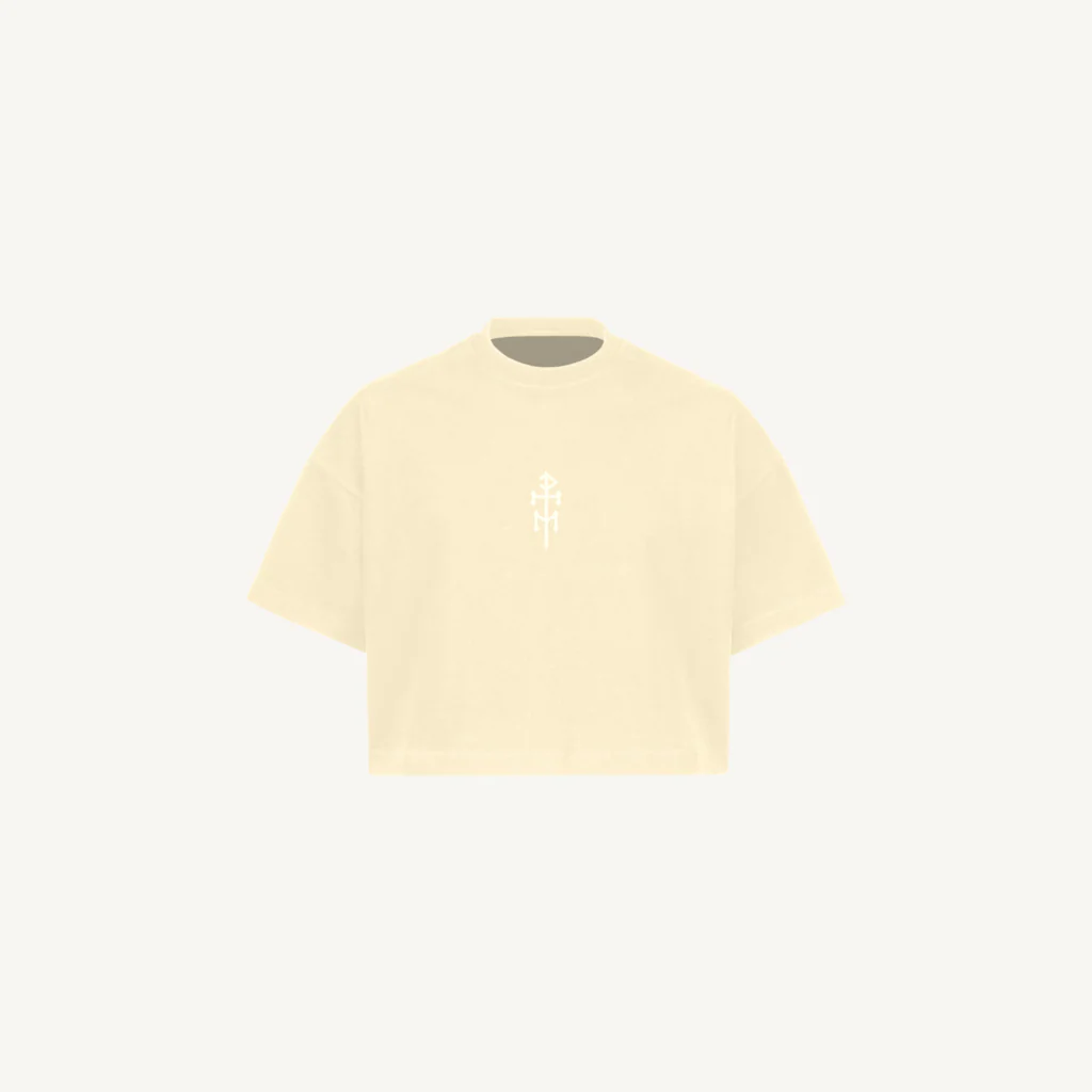 DIEMTI LOGO OX CRPX LADY Cream Cropped Oversized Tee.