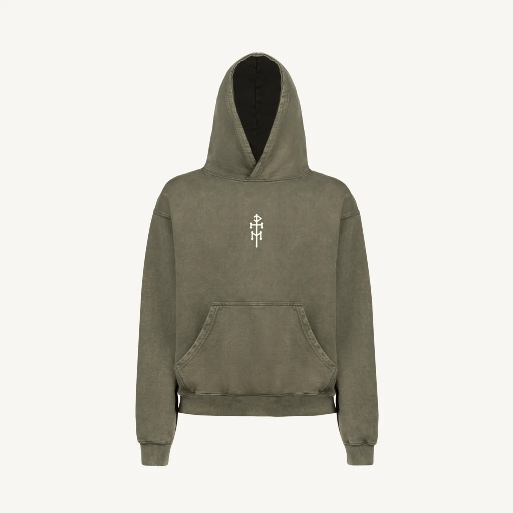 DIEMTI LOGO OX PULLOVER Vintage Olive Oversized Hoodie.