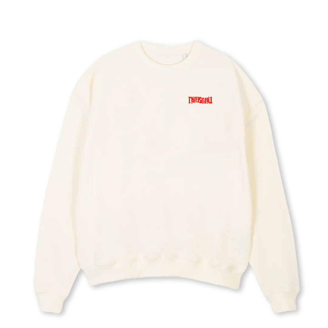 DIM SPIRIT SWEATER Cream Oversized Crewneck Sweater.