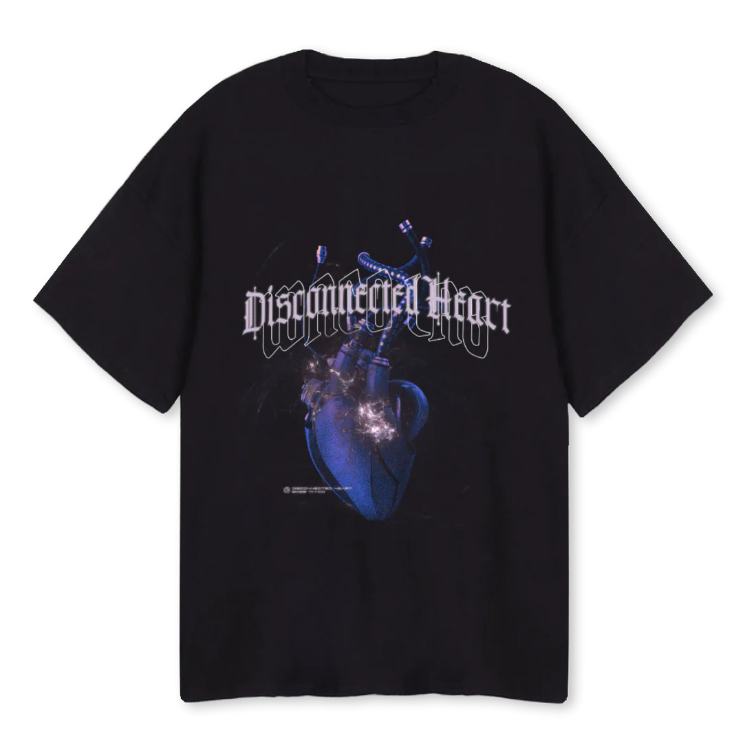 DISCONNECTED HEART Black Oversized Tee.