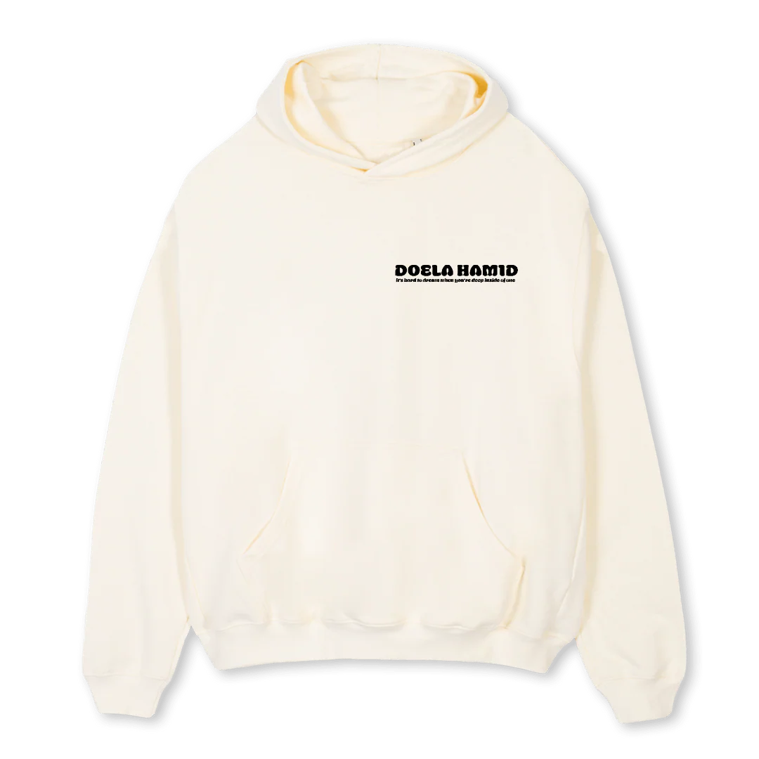 DOELA HAMID HOODIE Cream Oversized Hoodie.