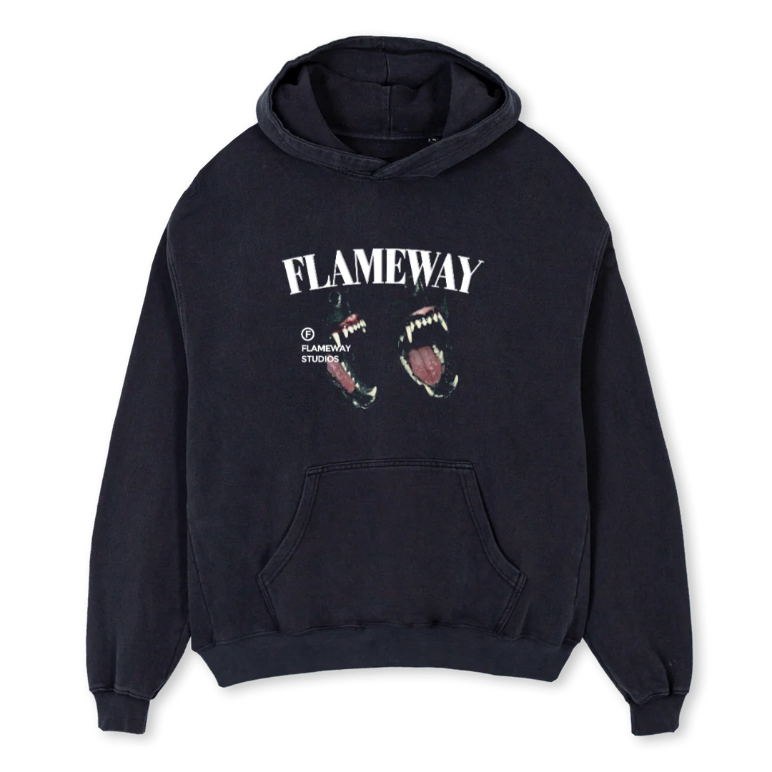 DOG VINTAGE Vintage Black Oversized Hoodie.