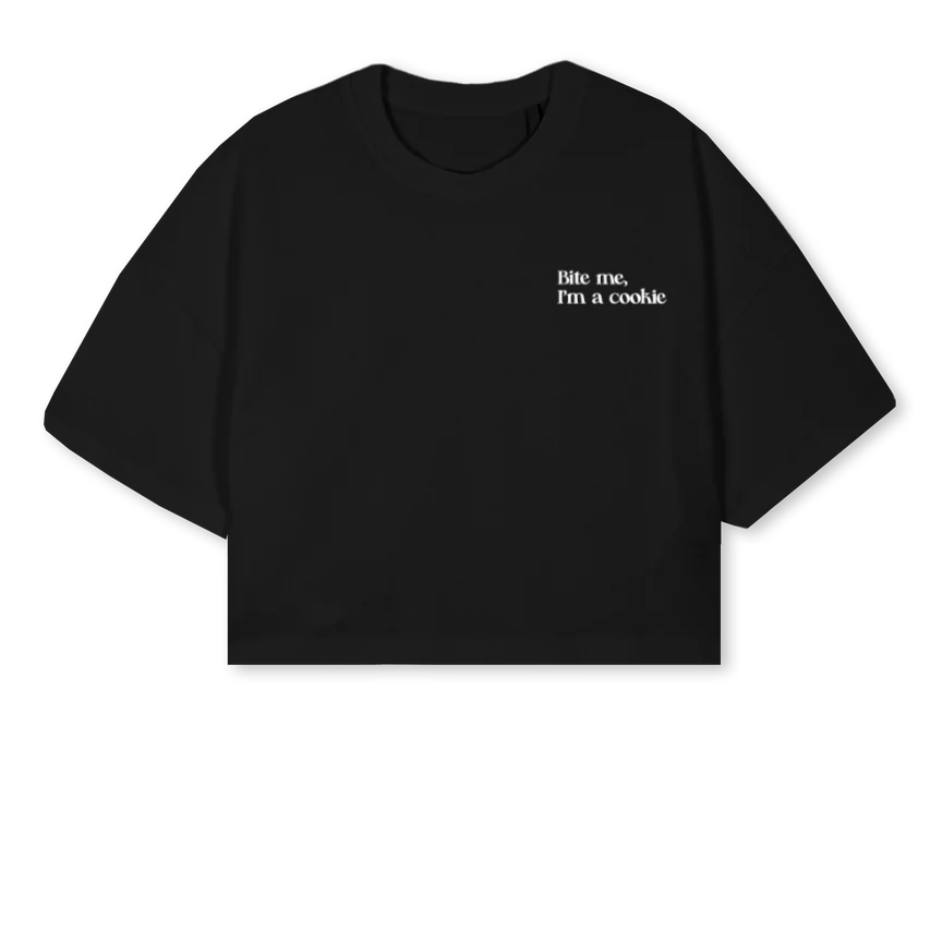 DOHBITE Black Cropped Oversized Tee.