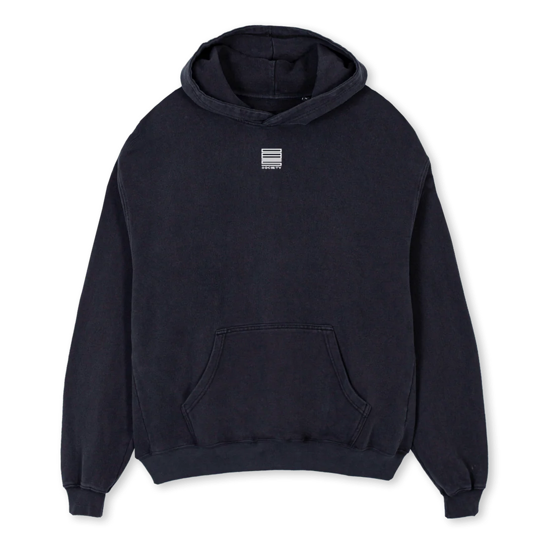 DRAWHOOD Vintage Black Oversized Hoodie.