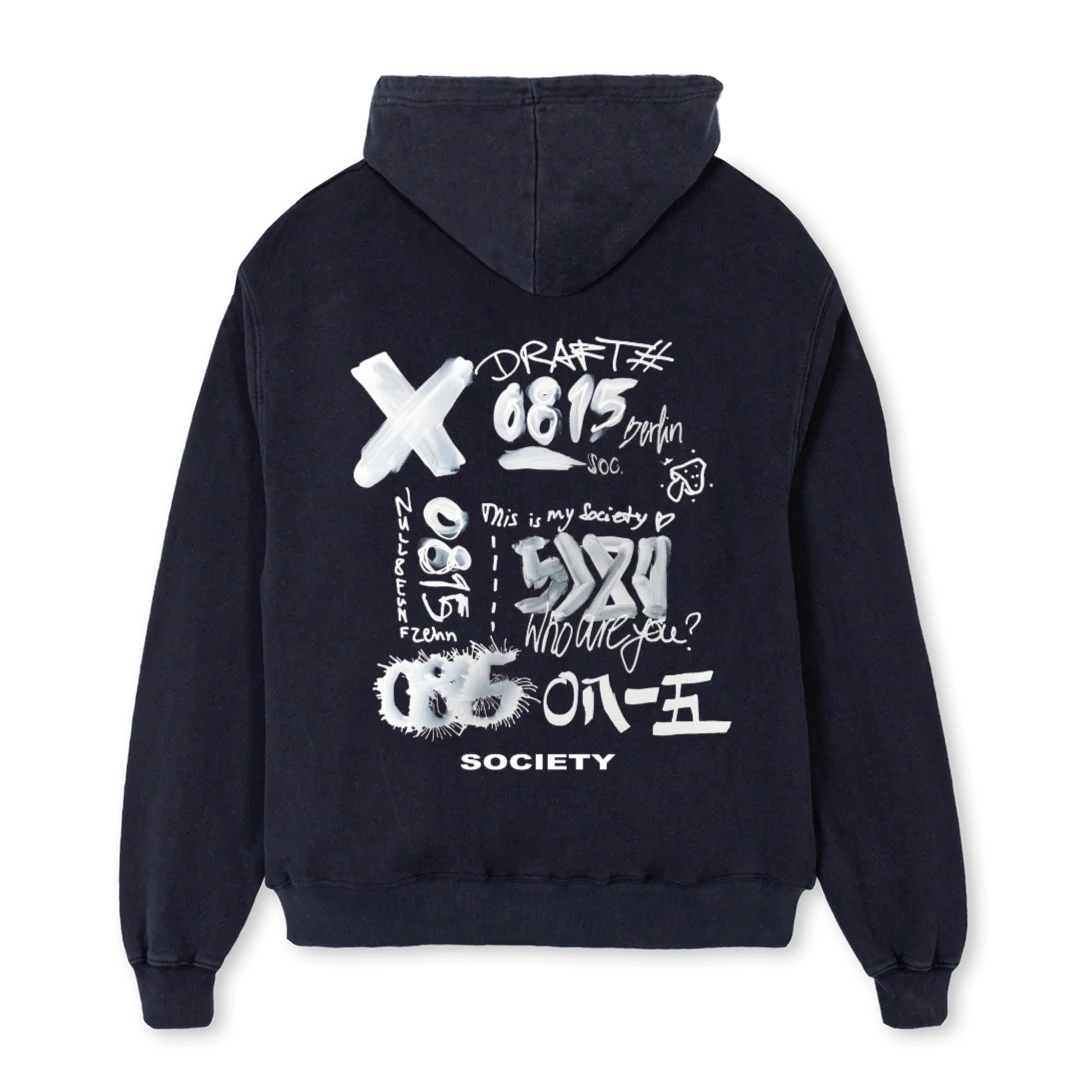 DRAWHOOD Vintage Black Oversized Hoodie. - Image 2