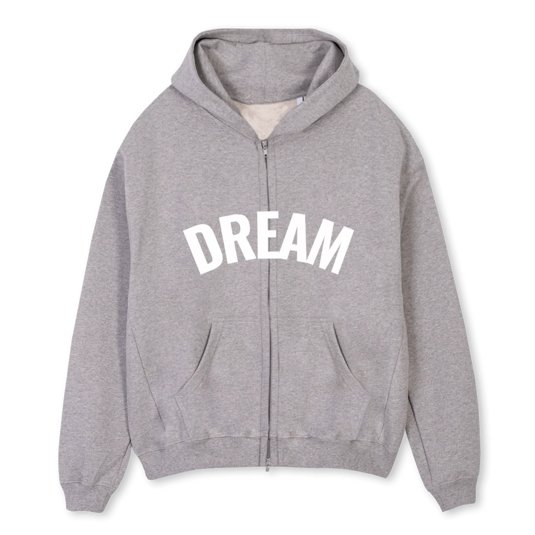 DREAM Grey Marl Oversized Zipped Hoodie.