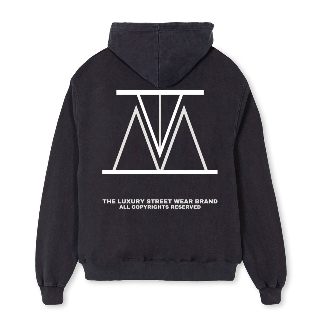 DREAMIN H Vintage Black Oversized Zipped Hoodie. - Image 2