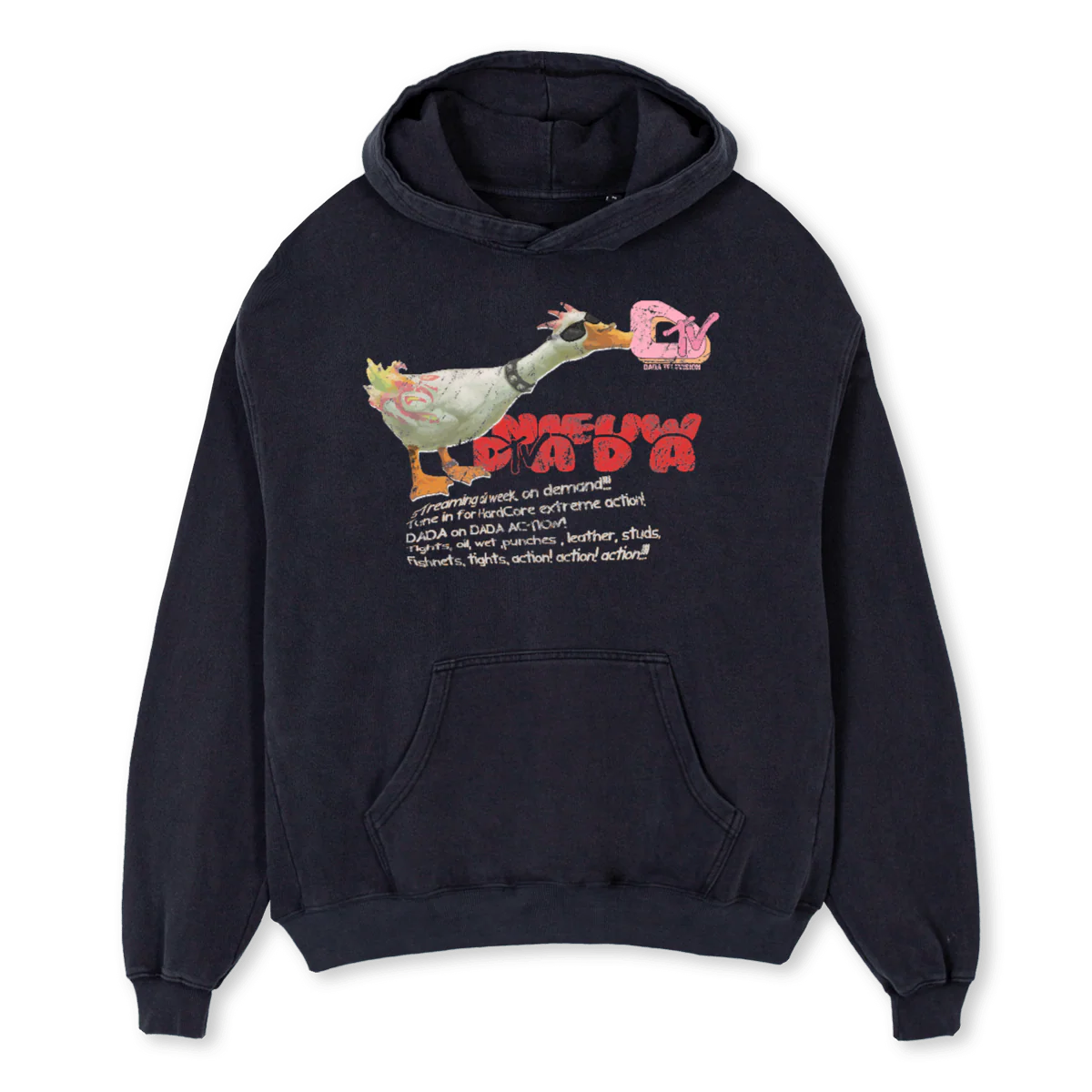 DUCK OSH Vintage Black Oversized Hoodie.