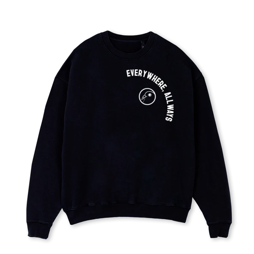 EAWCURVECREWNECK Black Oversized Crewneck Sweater.