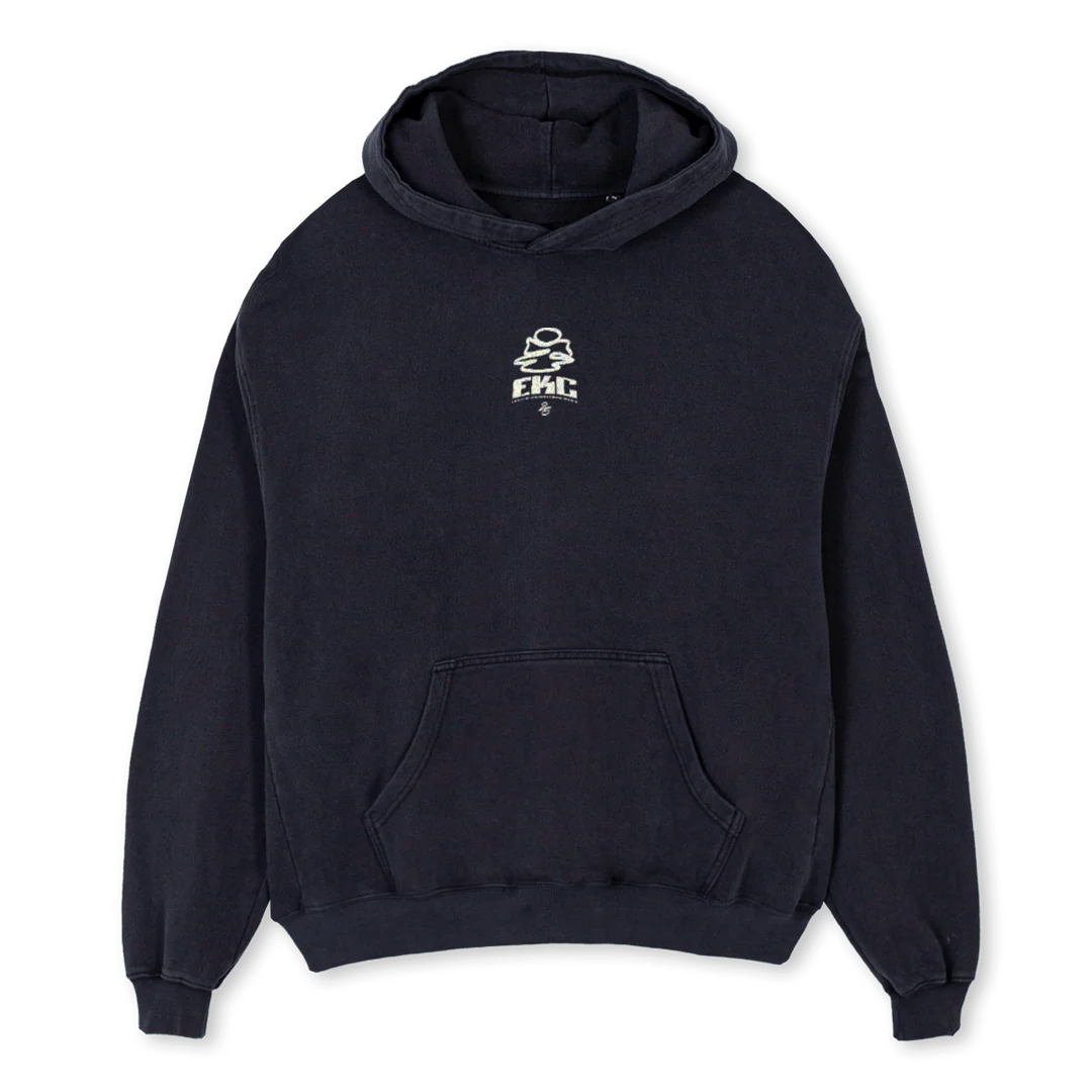 EKCHOODTWENTYSIX Vintage Black Oversized Hoodie.