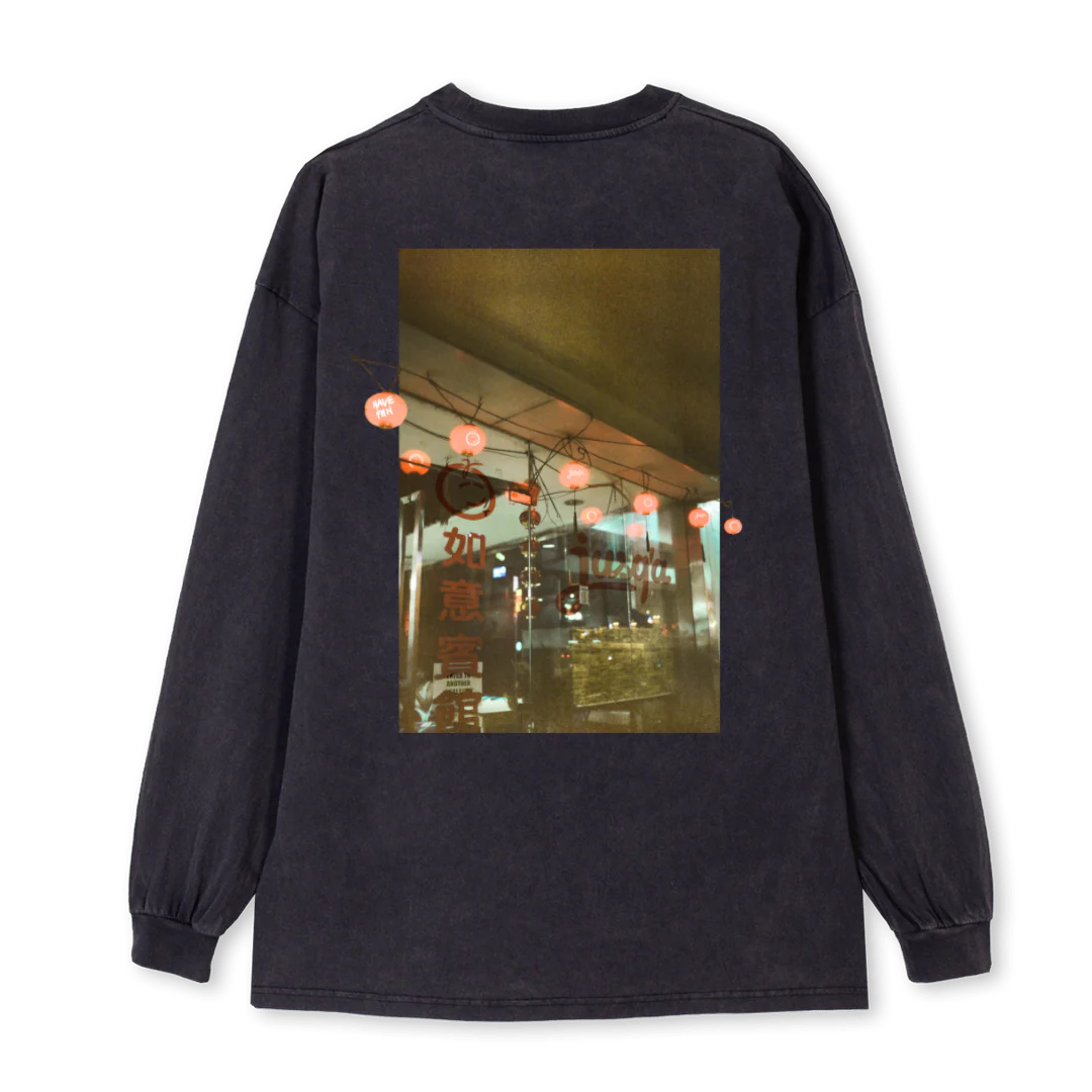ENTER TO ANOTHER Vintage Black Oversized LS Tee. - Image 2