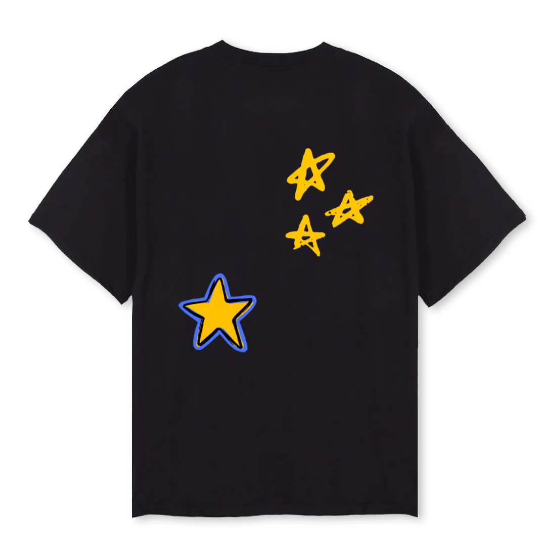 ESTRELLAS AMARILLAS Black Oversized Tee. - Image 2