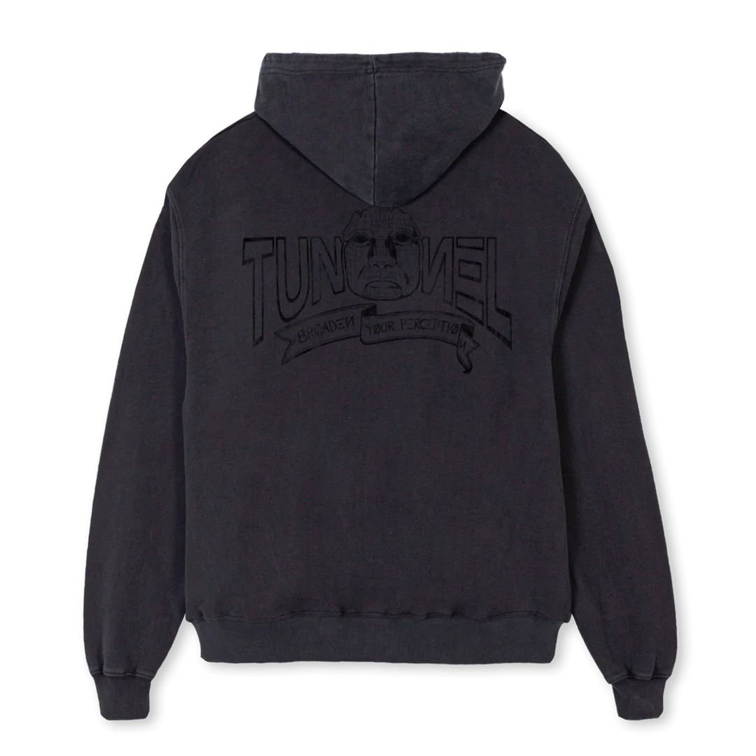 FACEHOODIE Vintage Black Oversized Zipped Hoodie. - Image 2